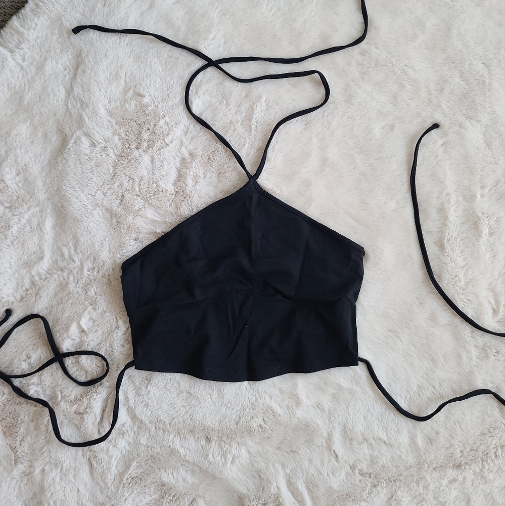 Nwot A&F Black Wrap Halter Top